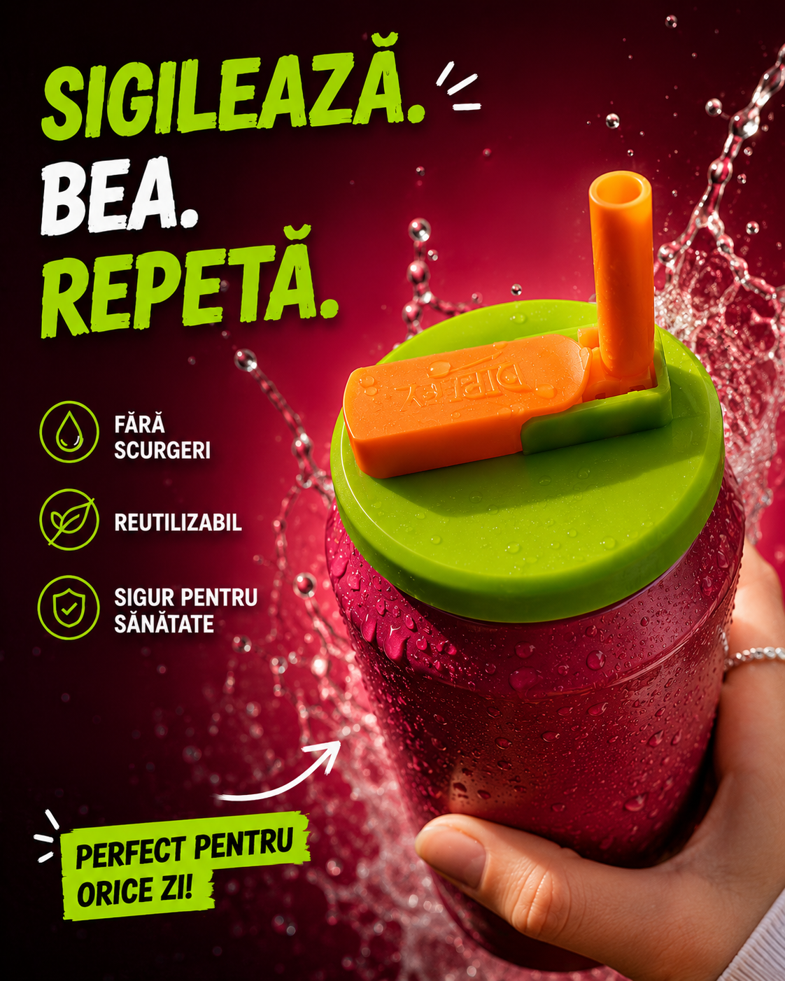 Paiul Pop-Up pentru Doze și Sticle, Se Ascunde în Capac - Practic, Eco-Friendly și Reutilizabil