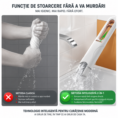 Mini Mop Magic pentru Bucătărie și Baie, Burete PVA cu Stoarcere - Curăță fără Bureți Murdari și Mâini Ude